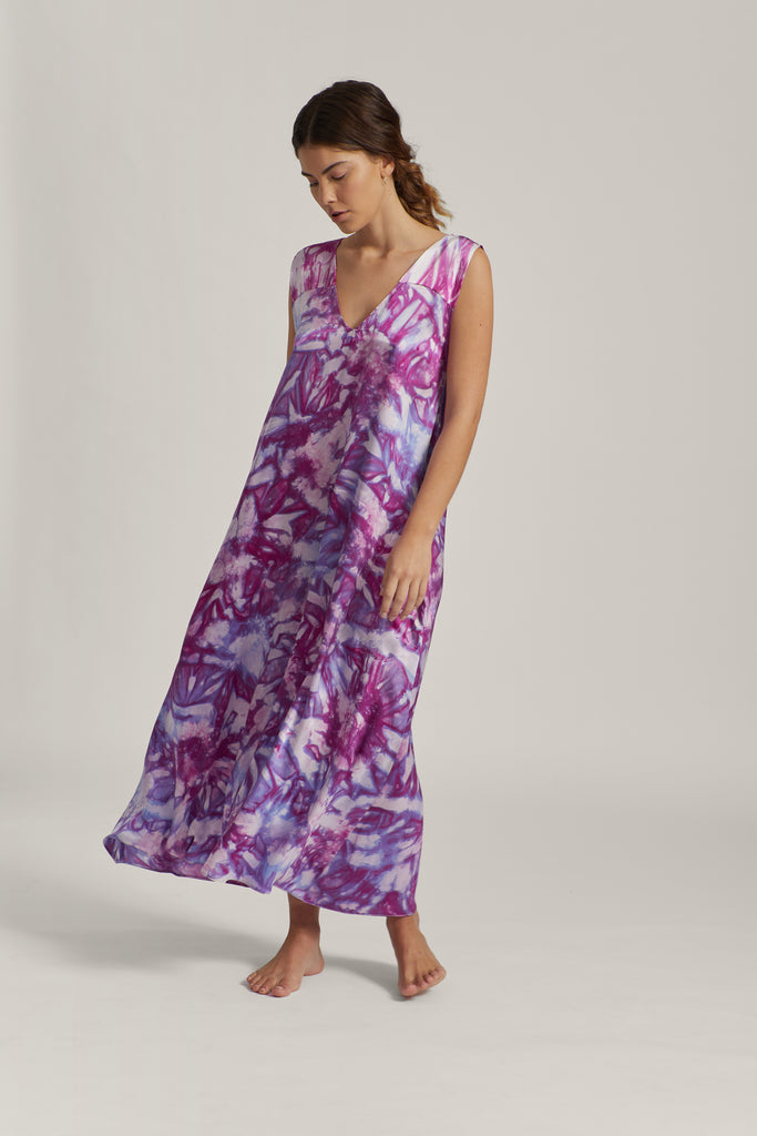 Multicolour Silk Maxi Dress