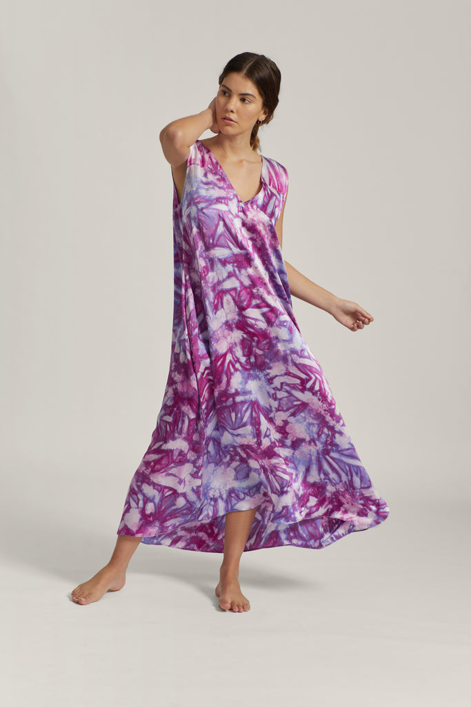 Multicolour Silk Maxi Dress