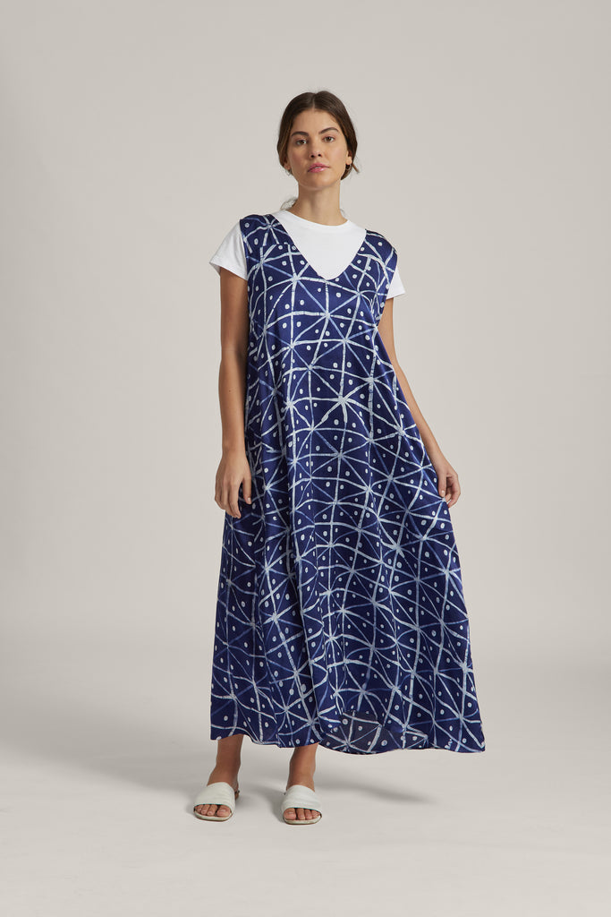 Indigo Starry Eyed Silk Maxi Dress