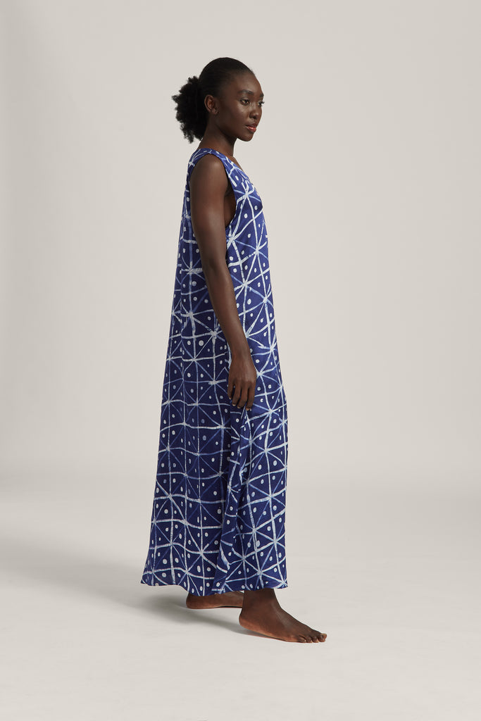 Indigo Starry Eyed Silk Maxi Dress