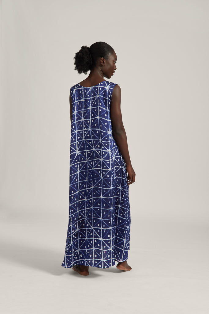 Indigo Starry Eyed Silk Maxi Dress