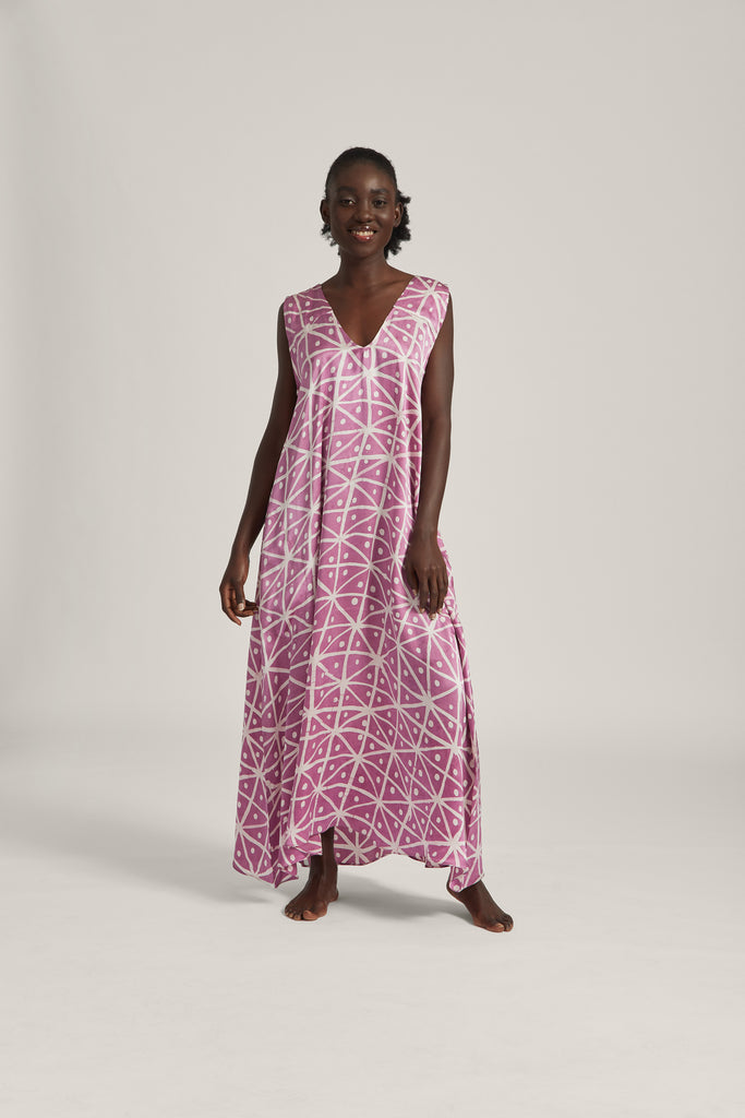 Maroon Starry Eyed Silk Maxi Dress