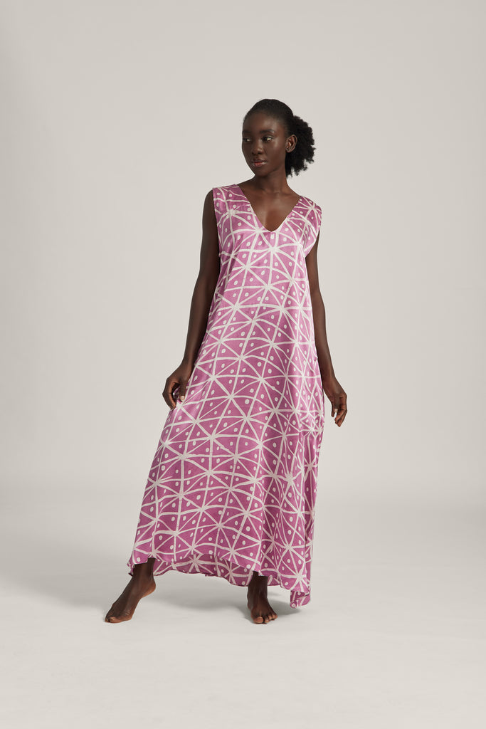 Maroon Starry Eyed Silk Maxi Dress