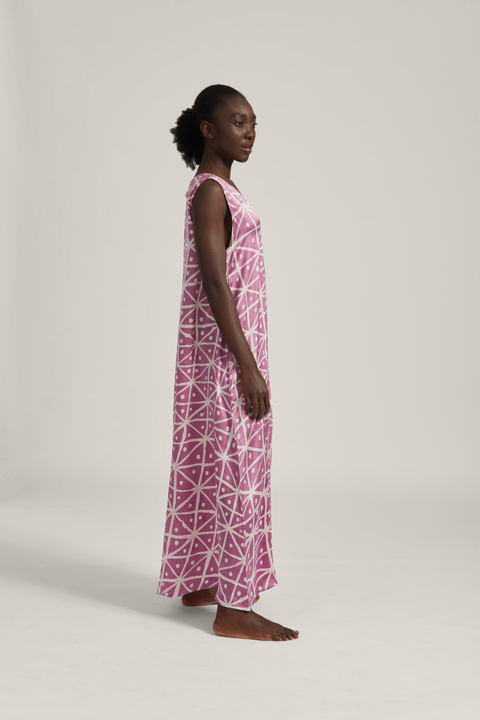 Maroon Starry Eyed Silk Maxi Dress