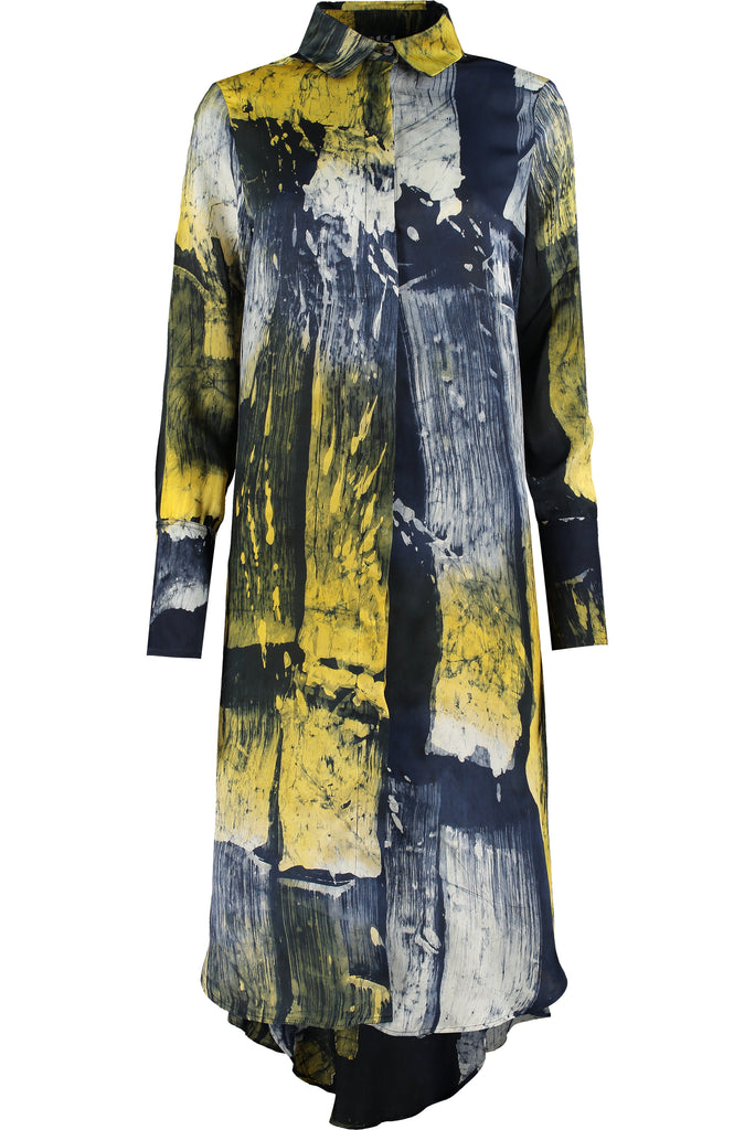 Silk Abstract Shirt Dress