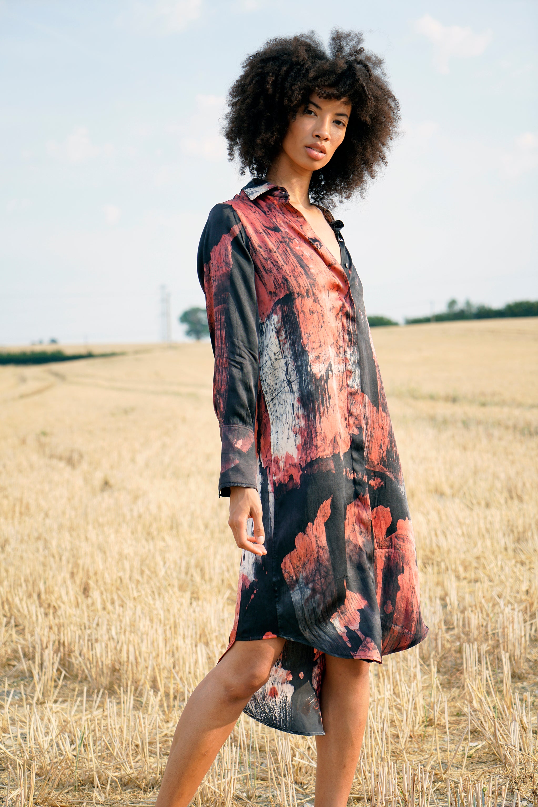 Silk satin deals shirt dress