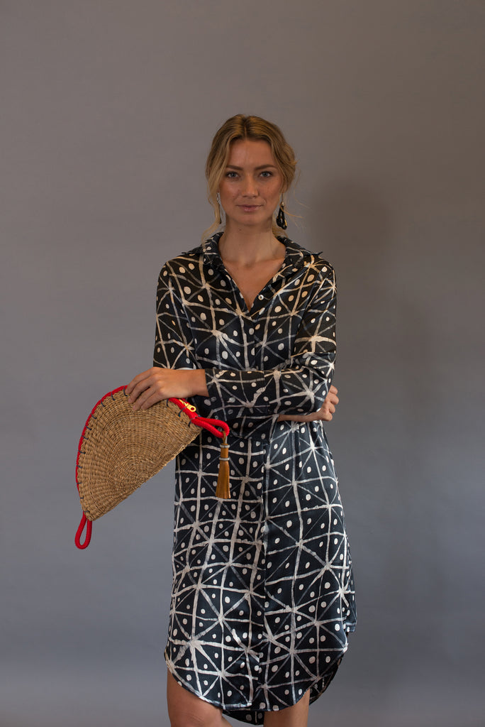 Starry Eyed Silk Shirt Dress
