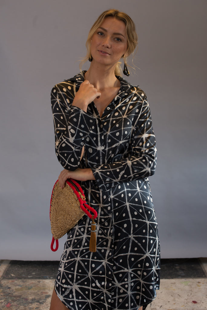 Starry Eyed Silk Shirt Dress